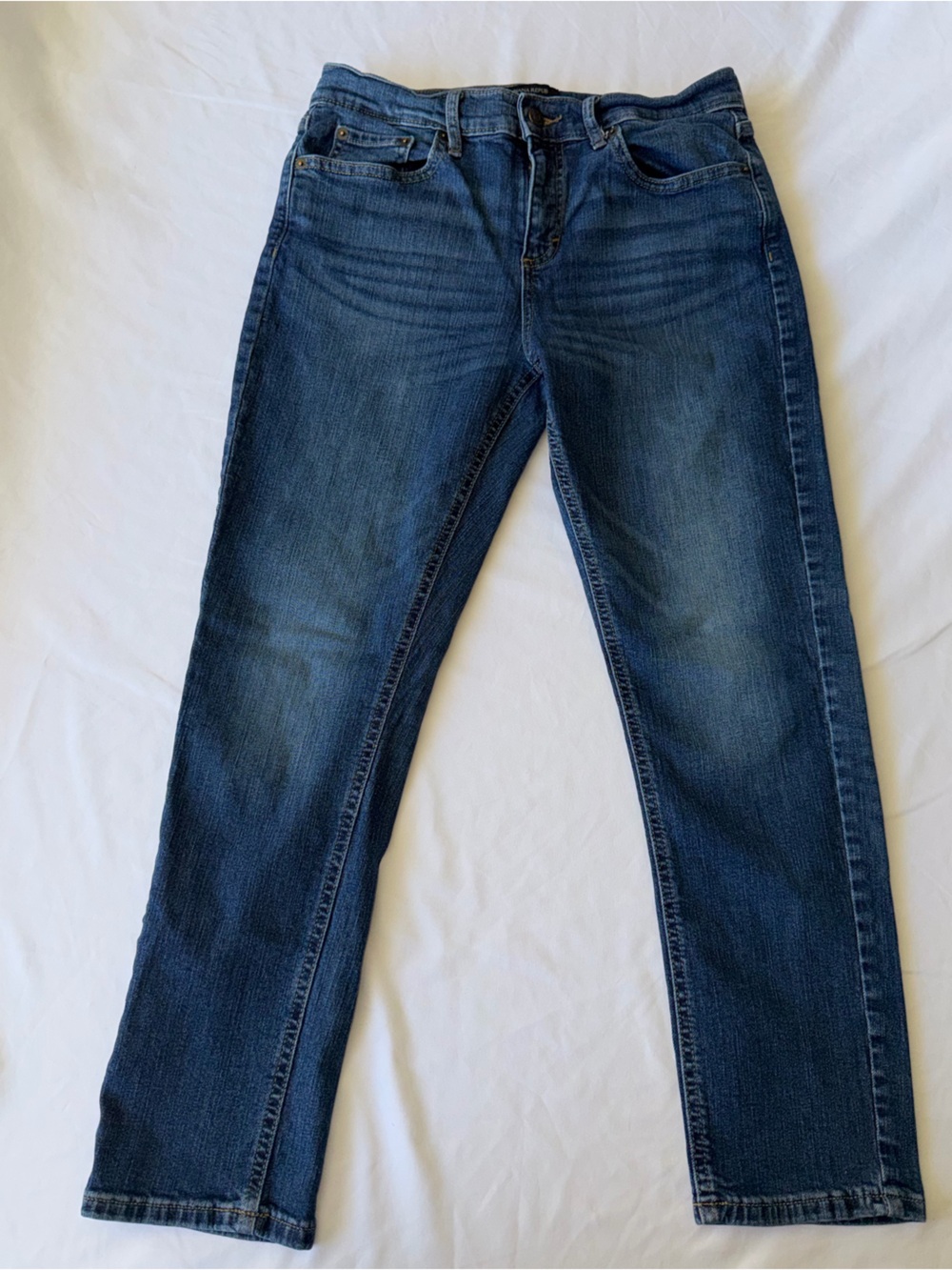 Banana Republic Girlfriend Jeans Petite Size 28/6 Medium Wash Straight Denim